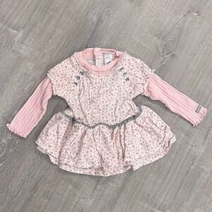 Vintage Mini Muffin Leopard Print & Bows 2 in 1 Peplum Shirt Dress